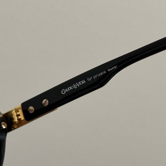 Vintage Claudio La Viola Italian Round Sunglasses Black Gold main image 4